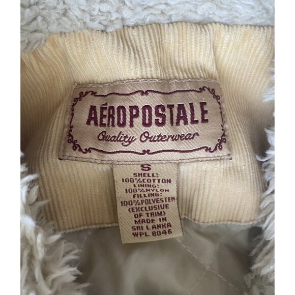 Aeropostale Women’s Small Tan Corduroy Jacket Faux Fur Trim y2k - Picture 5 of 6